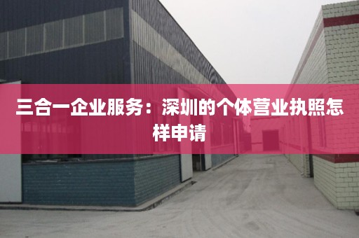 三合一�K企业服务：深圳的个体营业执照怎样申请