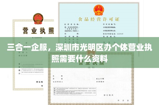 三合一企服，深圳市光明区办个体营业执照需要什么资料
